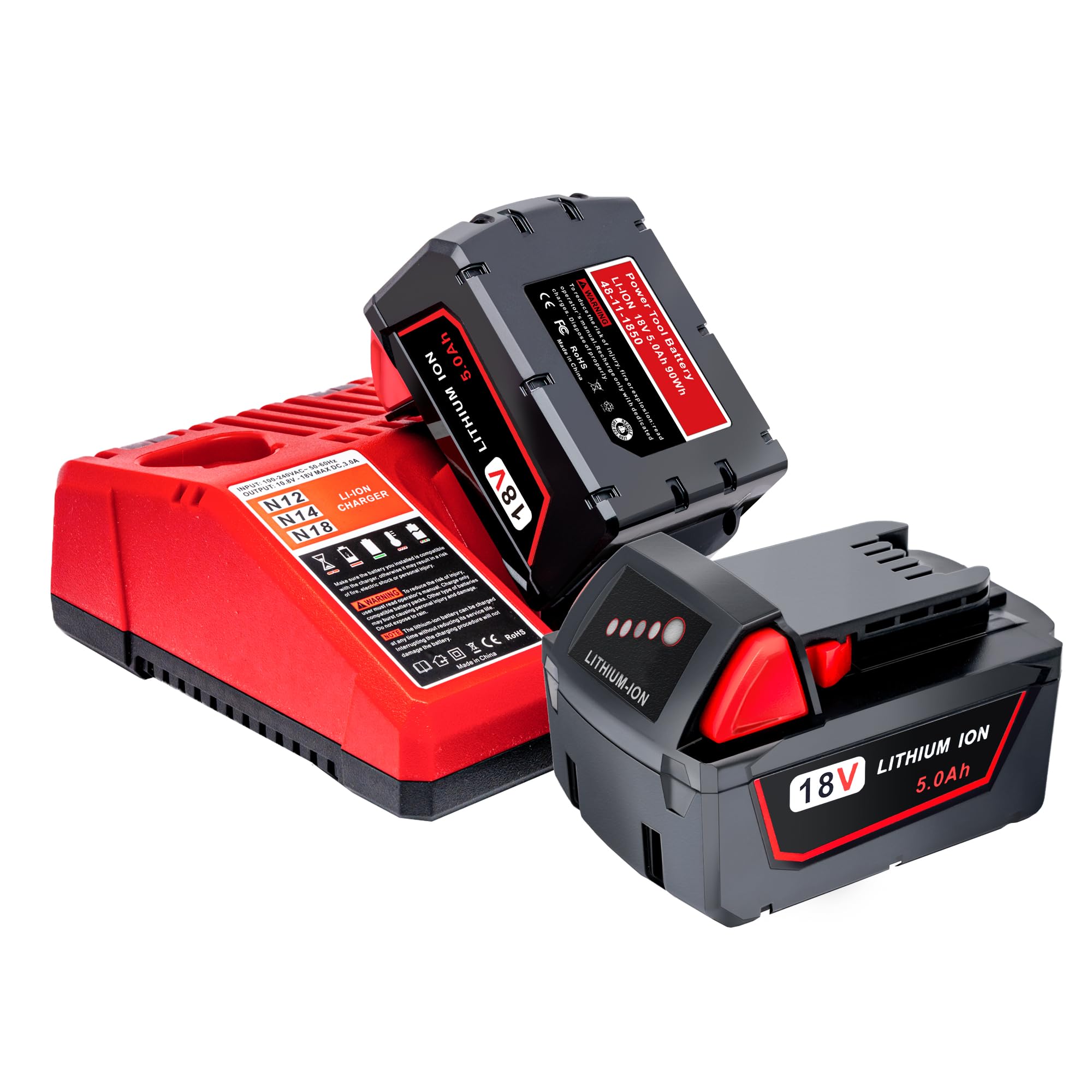 Epowon M18 5.0Ah battery front view for longer run time