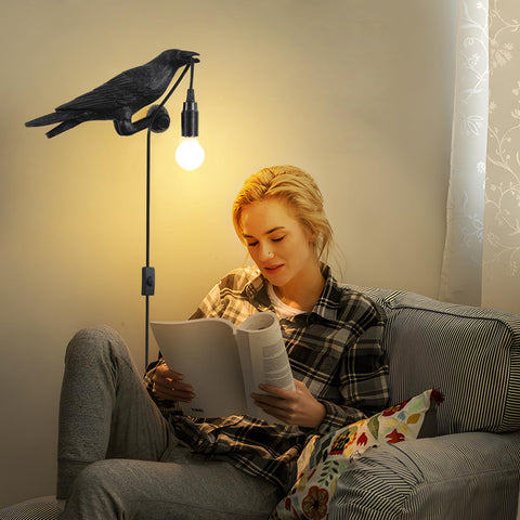 EPPARA gothic crow lamp doubles as wall sconce for mood lighting.