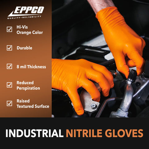 EPPCO TigerGrip powder-free, latex-free orange glove suitable for sensitive skin