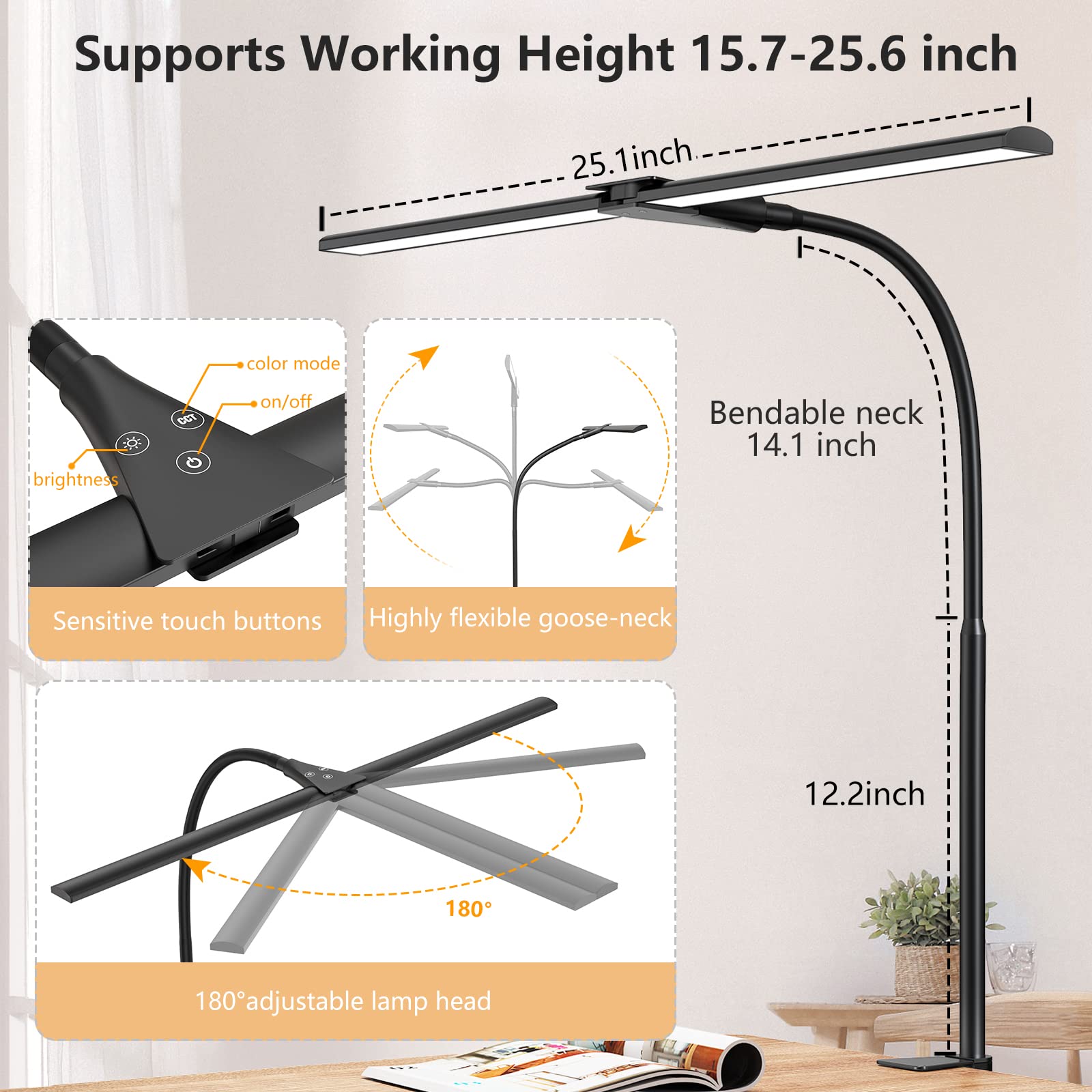 EppieBasic LED Desk Lamp offers adjustable brightness and color modes.