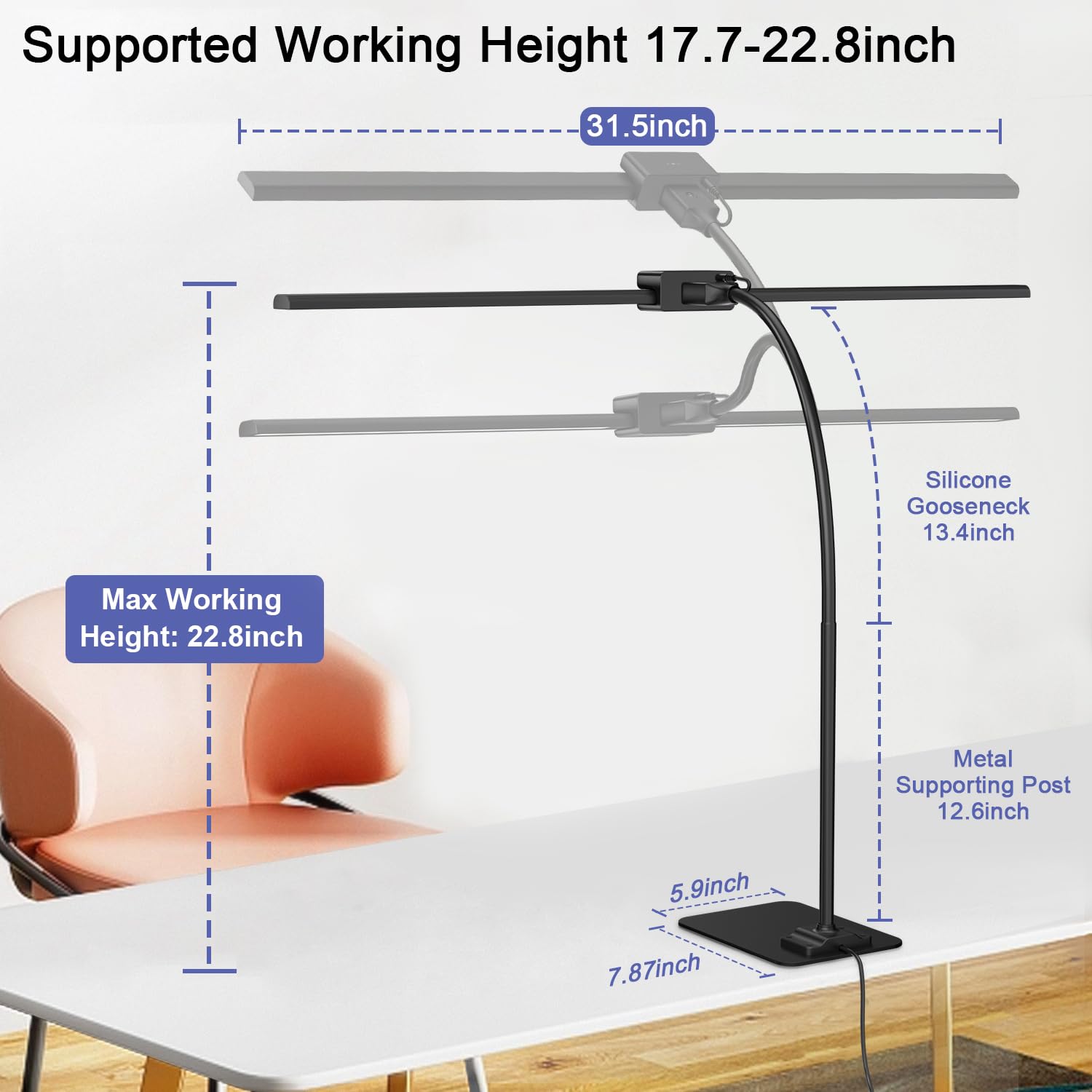 EppieBasic overhead lighting complements monitor setups and work surfaces.