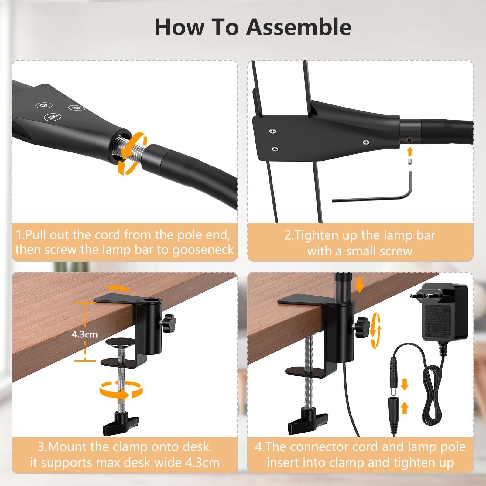 EppieBasic LED Desk Lamp in use at home office for focused work.