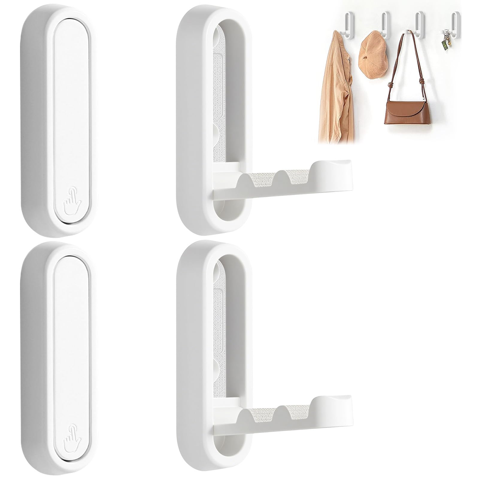 Eptcp foldable wall hook white four-pack mounted for organized entryway storage