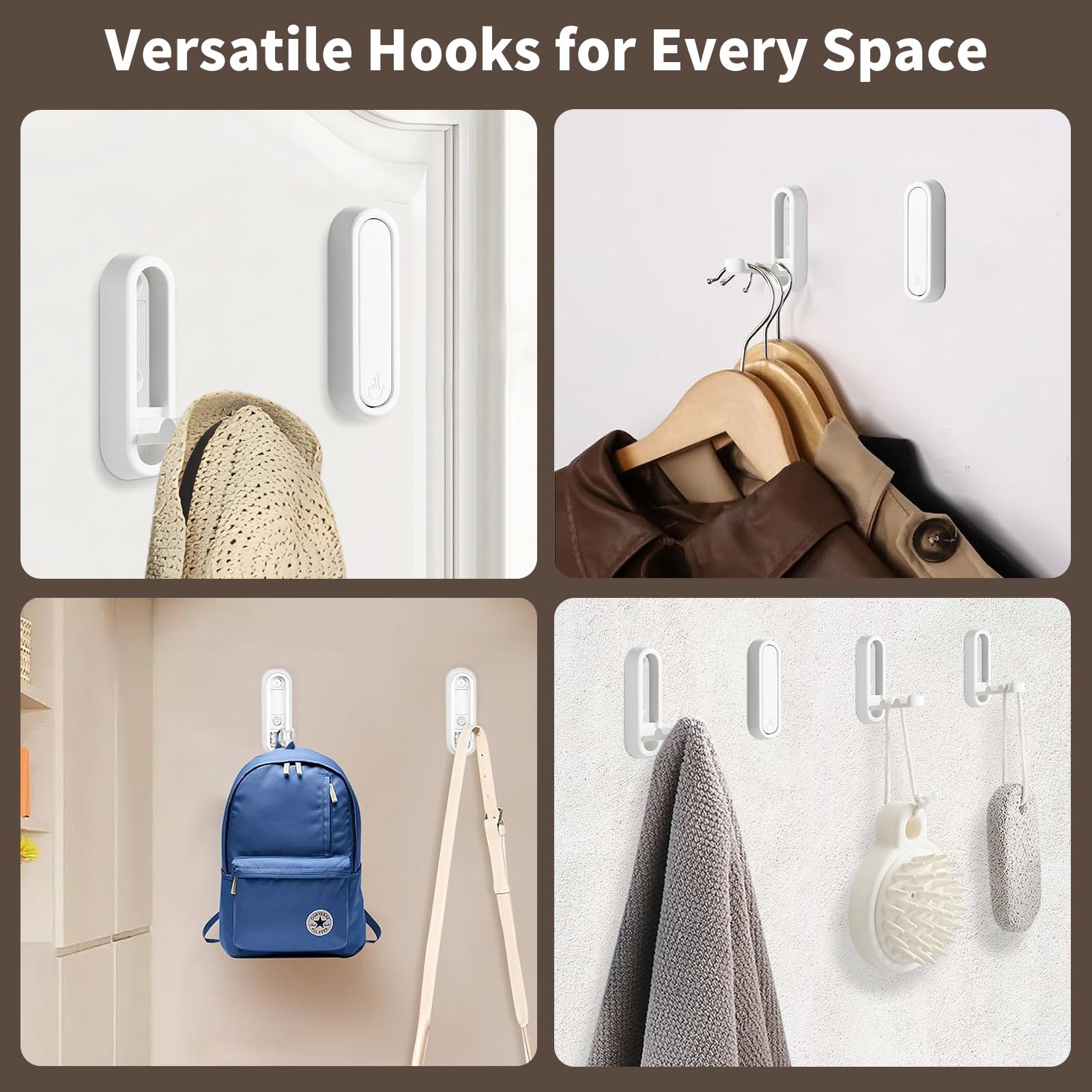 Eptcp white foldable wall hook in bathroom holding towels