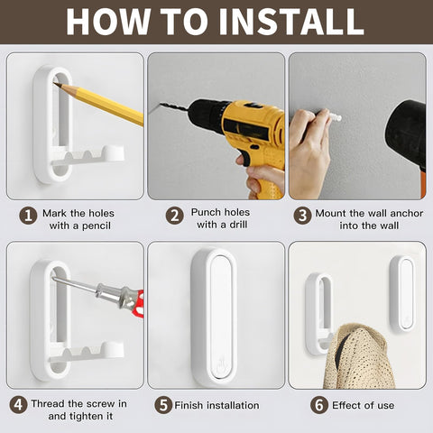 Eptcp white foldable wall hook in bedroom used for coats