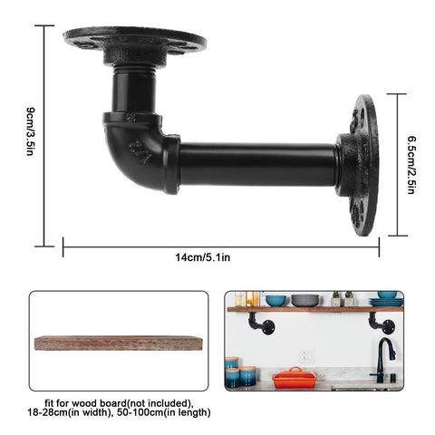 Equason industrial brackets closeup showing malleable iron finish and black coating