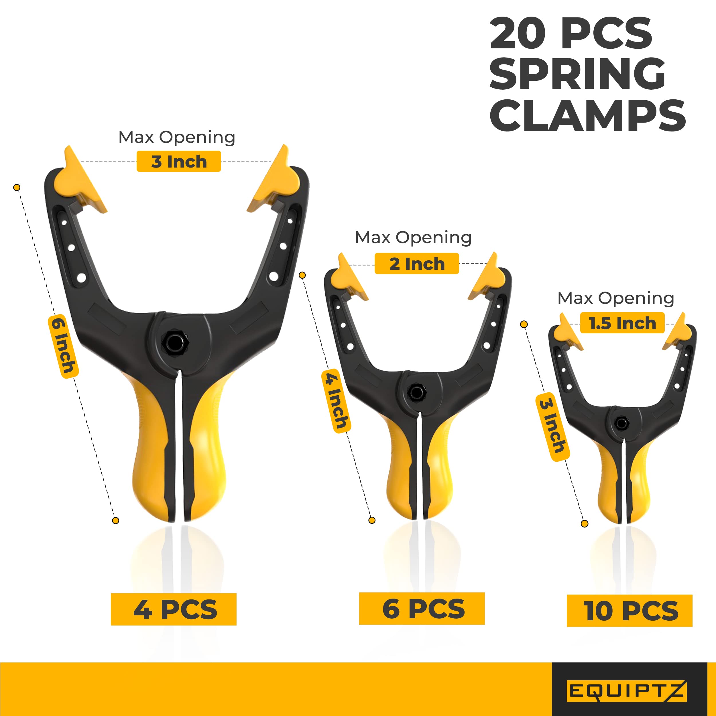 Equipptz clamp with soft rubber handle for secure one handed use