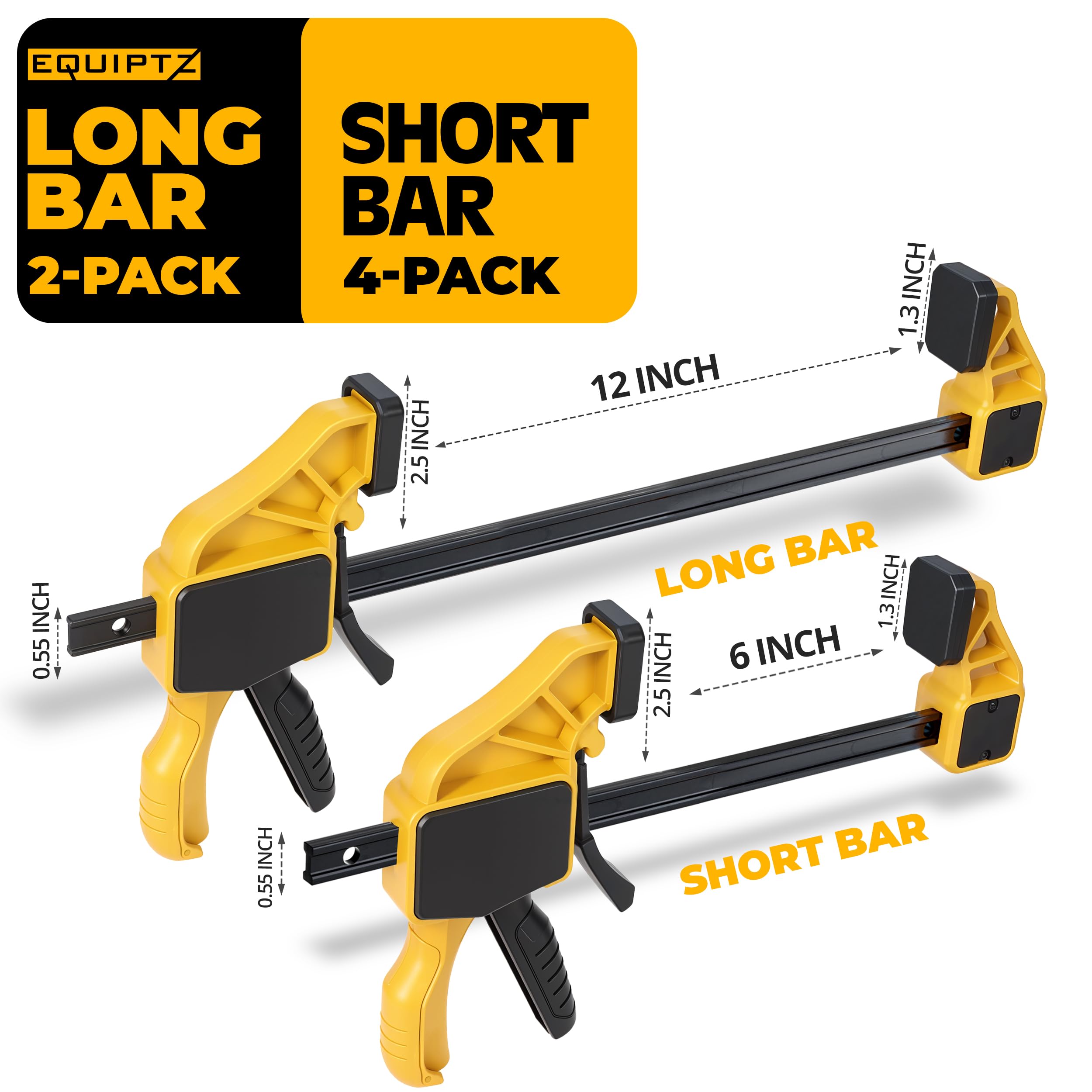 EQUIPTZ 12inch bar clamp in action—one-handed trigger release for fast adjustments.