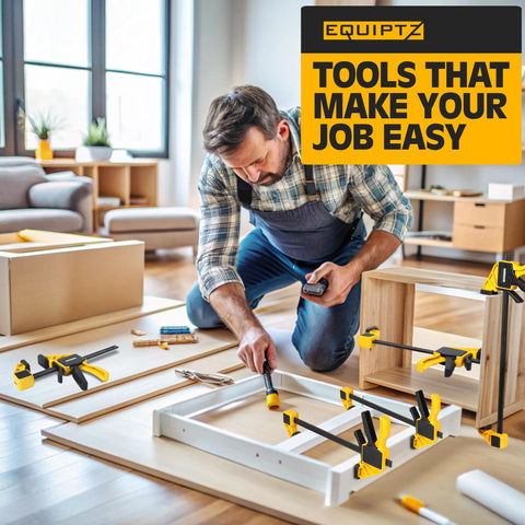 EQUIPTZ bar clamps in use for glue-ups and assembly.