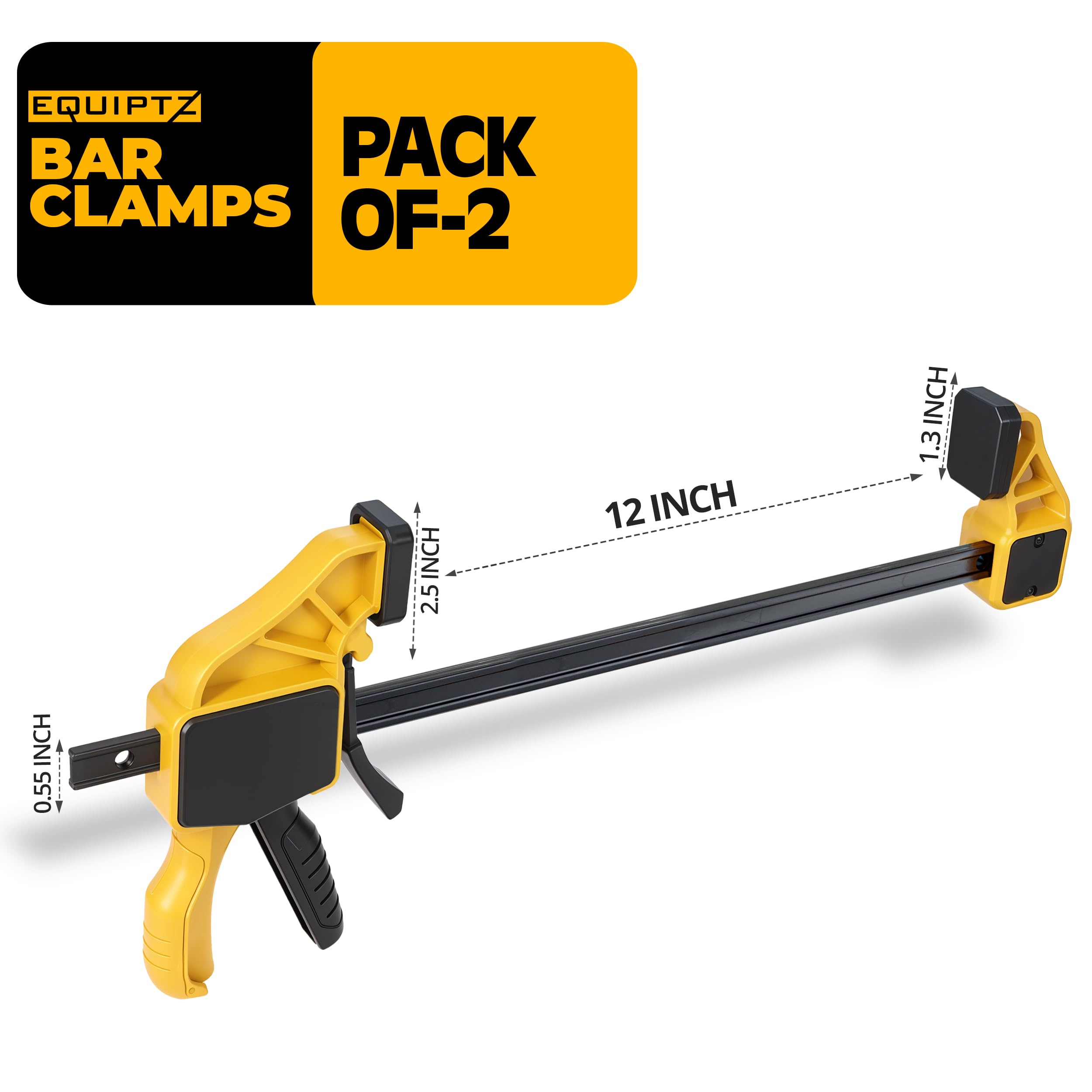 EQUIPTZ trigger-release clamp enabling quick one-handed adjustments during projects.