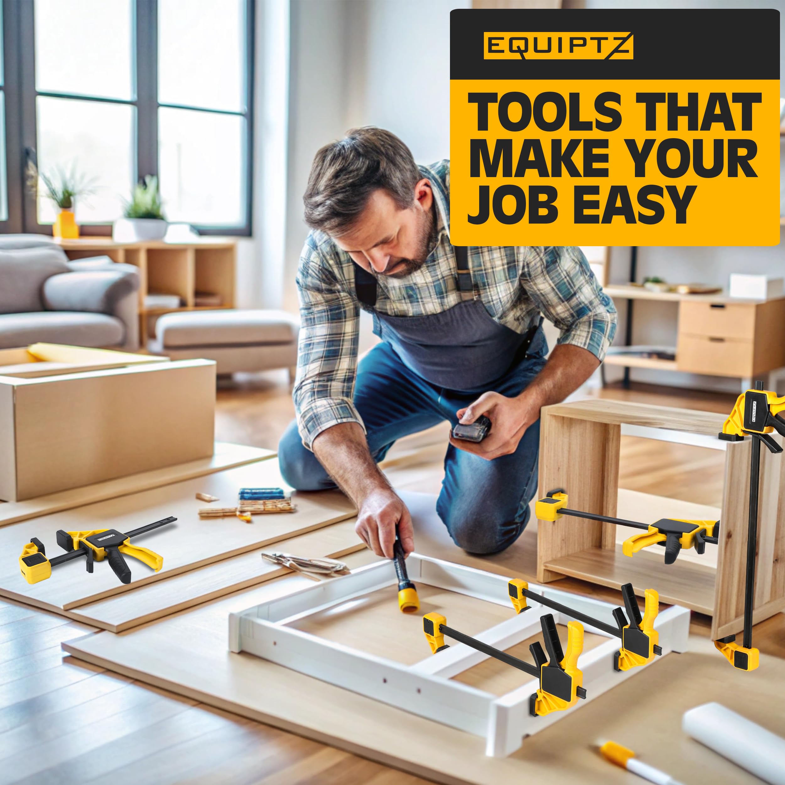 EQUIPTZ four-pack for woodworking, gluing, and assembly projects.