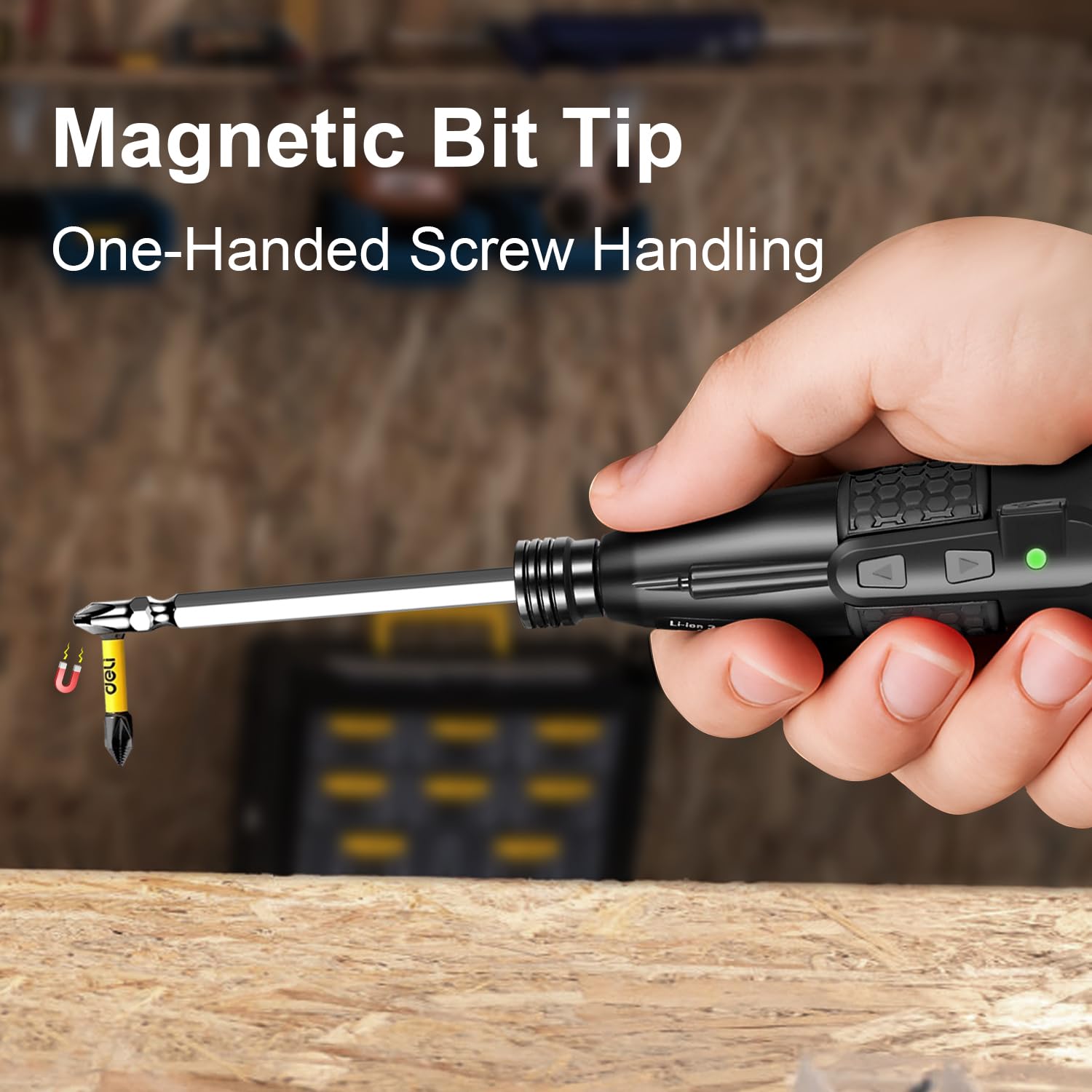 ERAVOR 3.6V cordless screwdriver forward/reverse button enables fast direction changes during tasks.