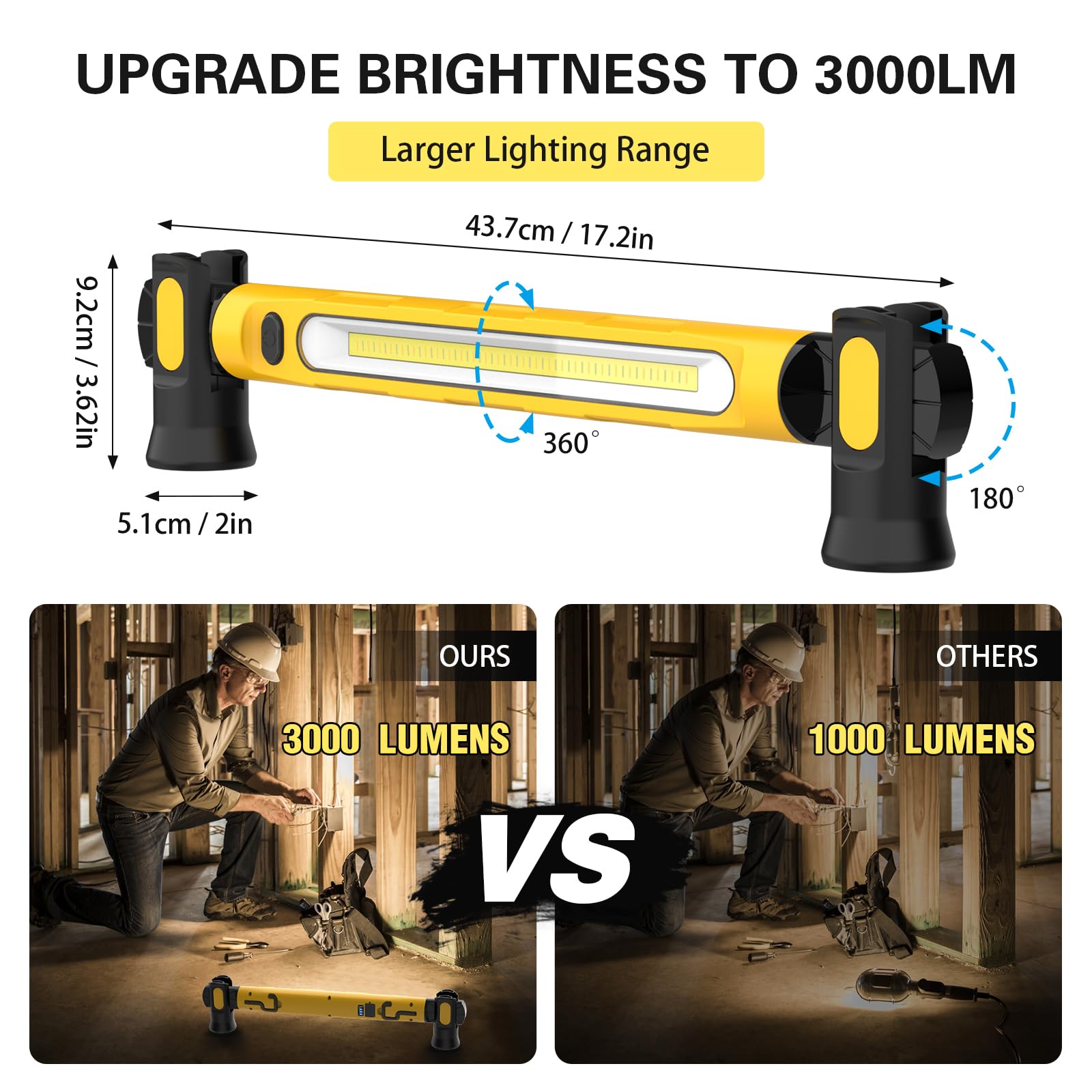 ERAY work light bar with wide 17.2-inch COB board for even workshop coverage