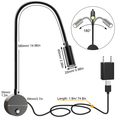 ERAY three-color temperature option adapts to task-like white, natural, or warm light.
