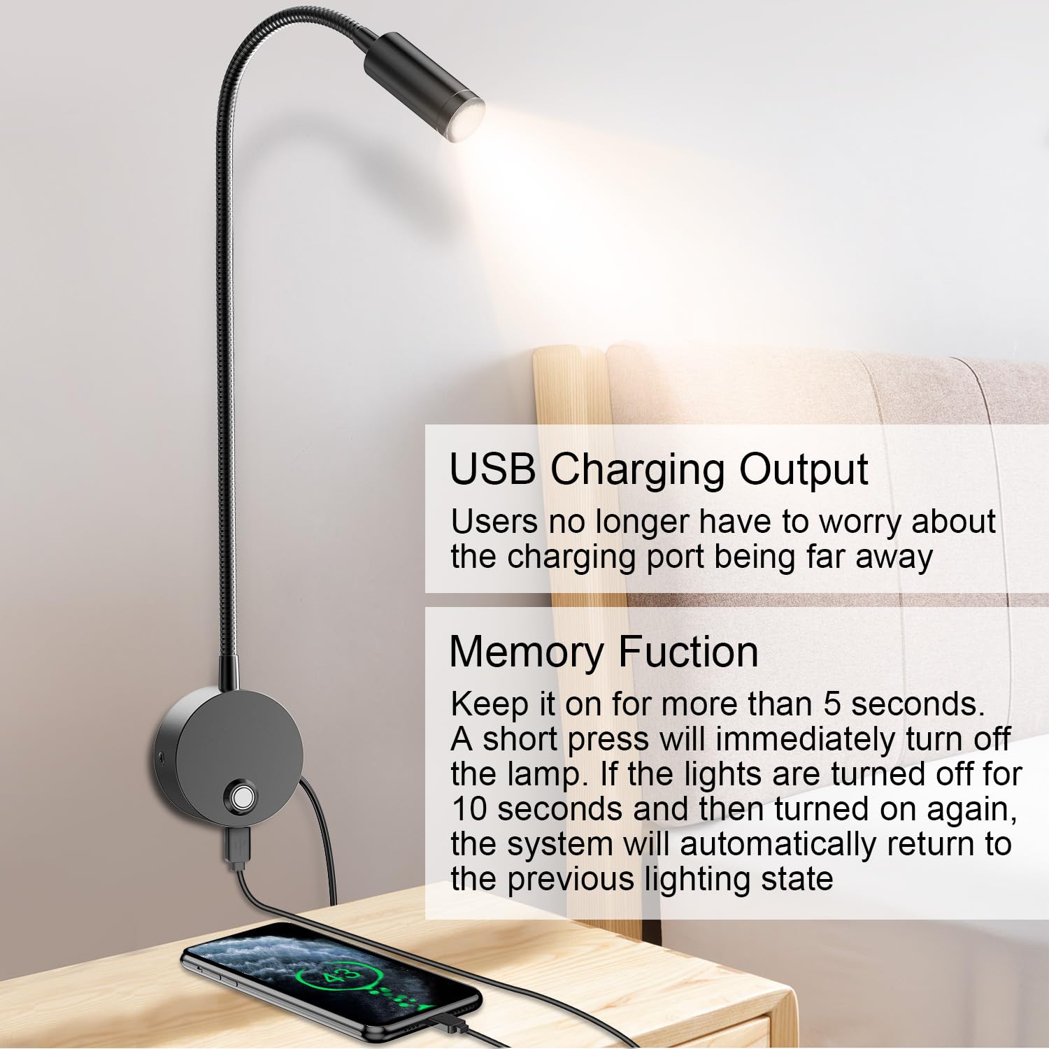 ERAY USB-charging reading light keeps your phone powered while you read.