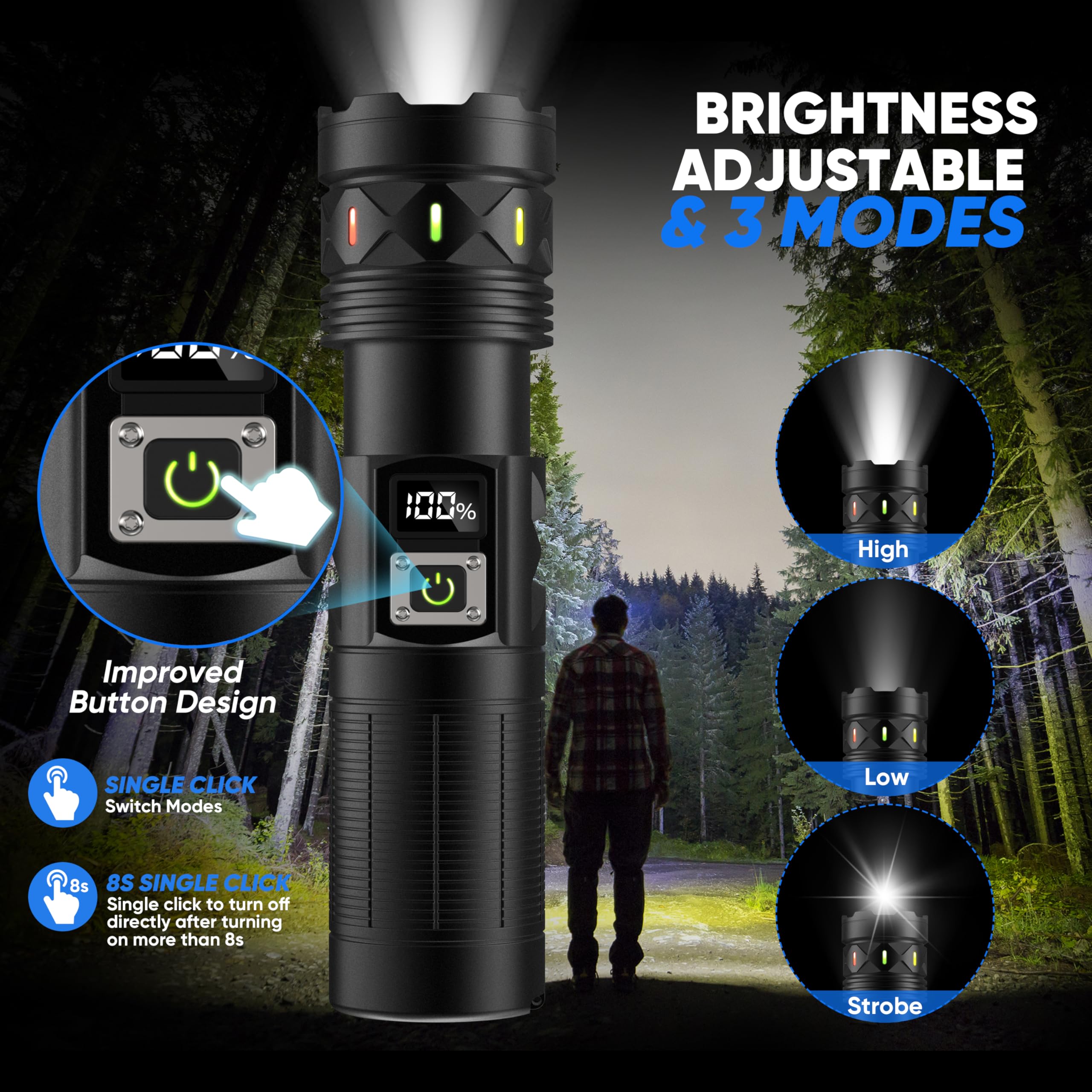 erbrigtli flashlight USB-C charging and power bank ready in emergencies
