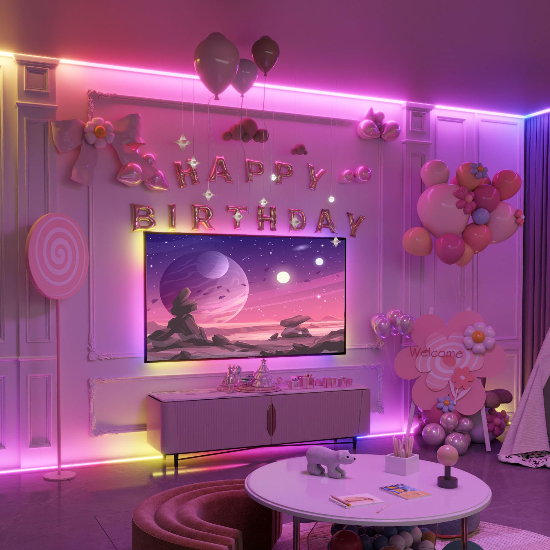 ERBTY IC Smart RGB strip lights with music-sync react to rhythm and beats