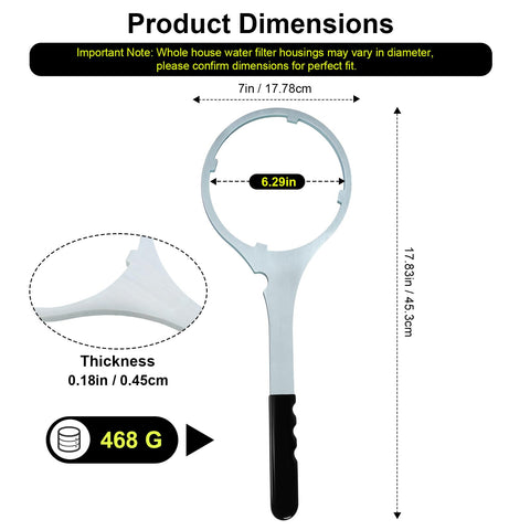 ERETOW wrench compatible with Big Blue 20-inch housings and reinforced grip.