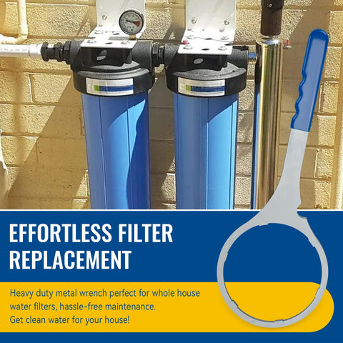 ERETOW wrench in use showcasing easy removal of stubborn filter housings