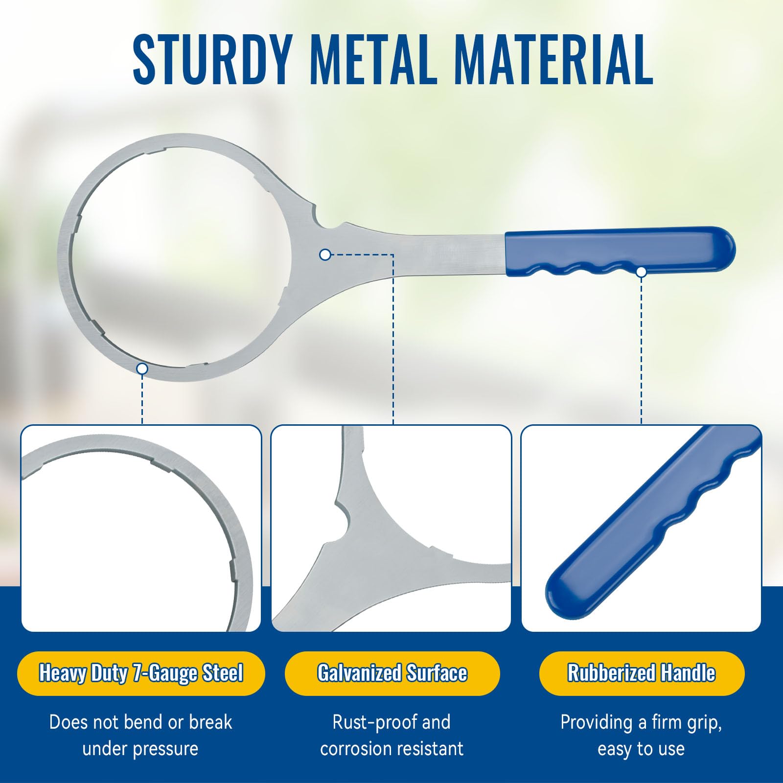 ERETOW galvanized steel construction highlighted for durability during filter changes