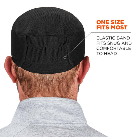 Ergodyne Chill-Its 6630 under-helmet wear illustrating low-profile fit.