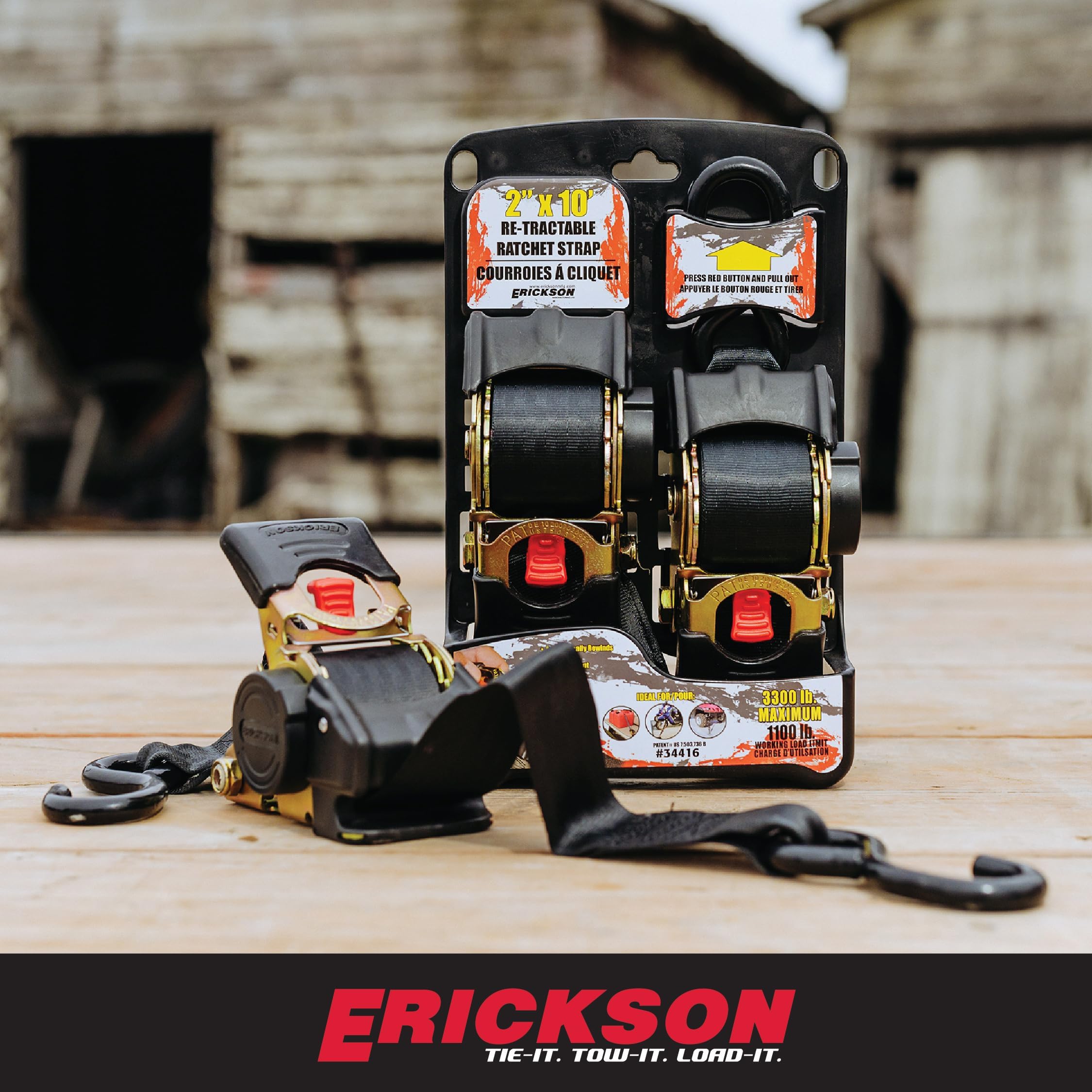 Heavy vinyl-coated hooks prevent scratching on cargo surfaces during handling.