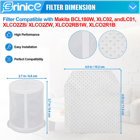 Erinice cloth filter bag demonstrates higher surface area for better dust capture.