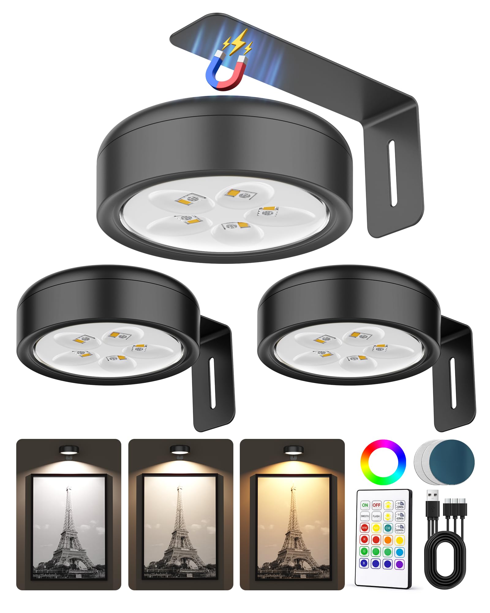 ERMTCTS rechargeable picture light for wireless wall display