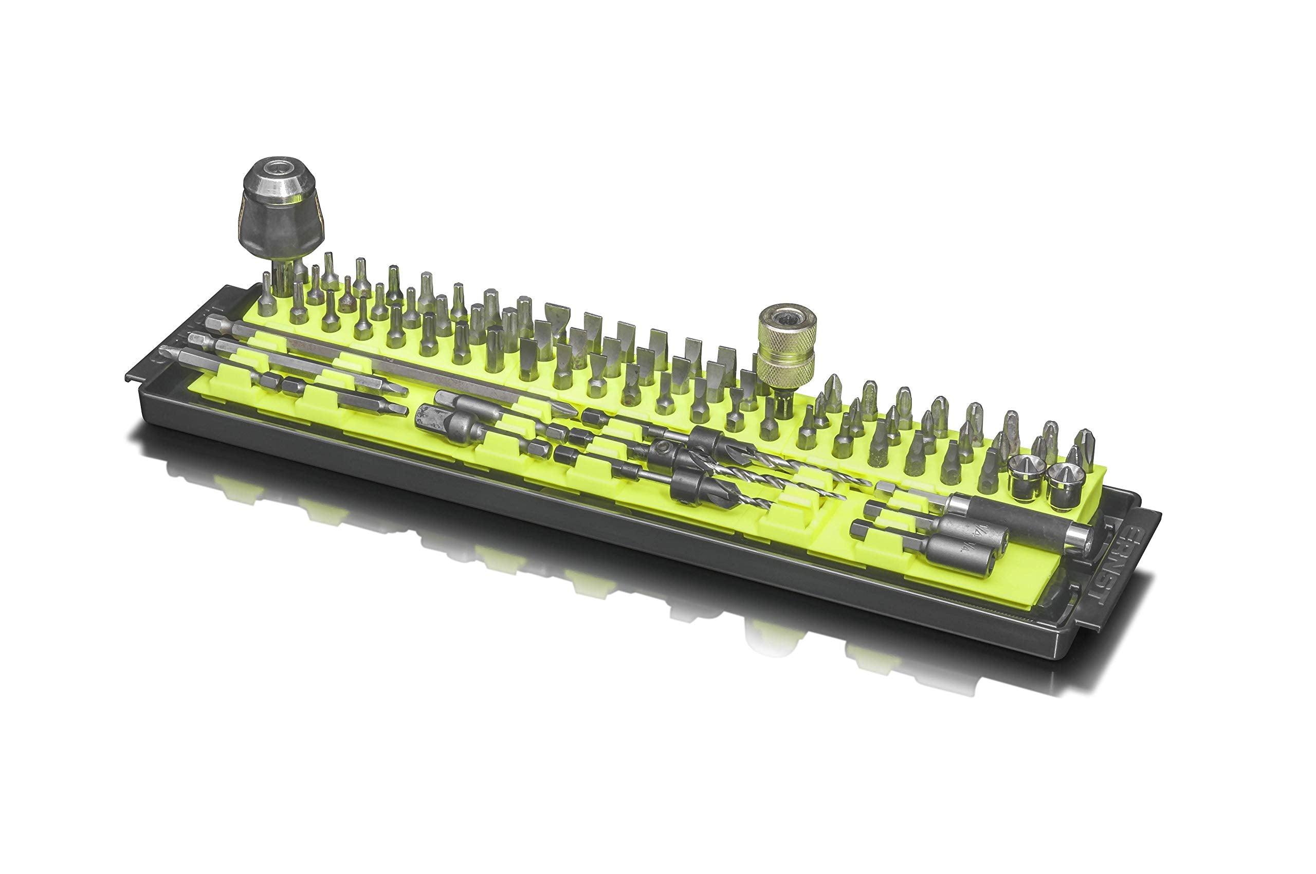 Ernst Manufacturing Bit Boss 90-tool organizer in vertical storage for quick access.