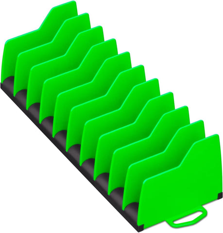 Ernst Manufacturing Plier Pro organizer with green base secures pliers in the toolbox drawer.
