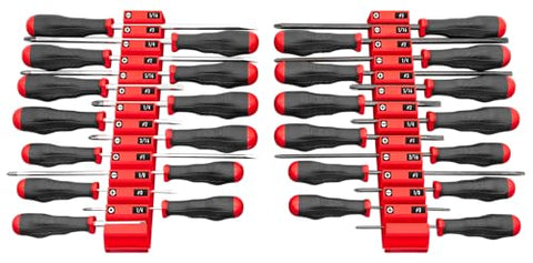 Magnetic base secures tools for stable drawer organization.