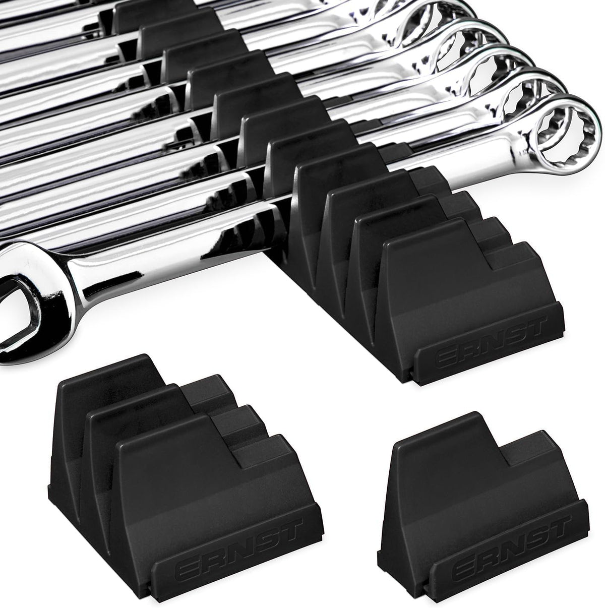 Ernst Manufacturing Wrench Pro all-in-one organizer keeps wrenches neatly displayed and accessible.