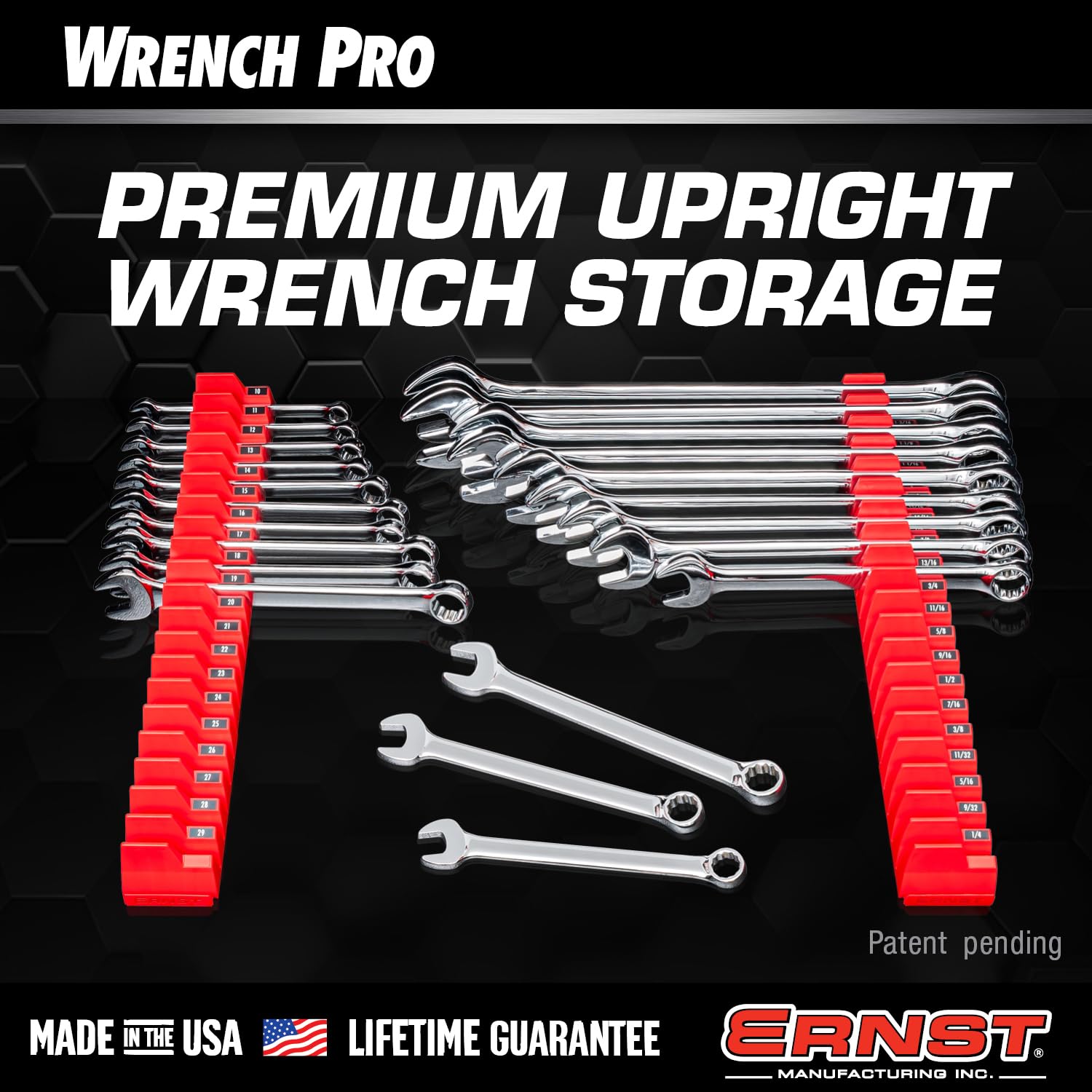 Ernst Manufacturing Wrench Pro anti-slip cleats secure tools during drawer action.