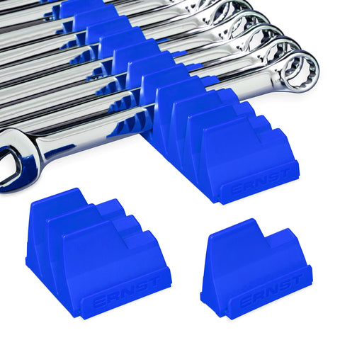 Ernst Manufacturing Wrench Pro blue modular organizer holds 40 wrenches for organized tool storage.