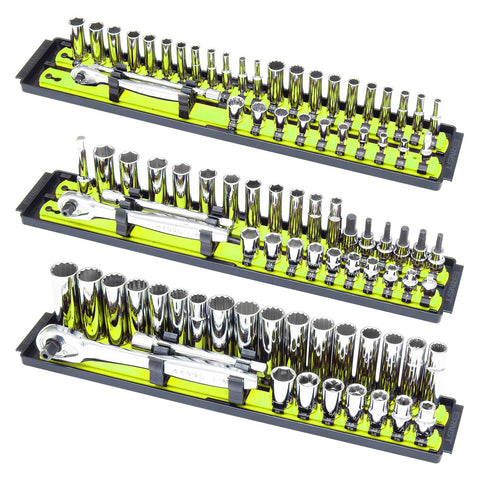 ERNST Socket Boss 3-Pack with push-button rail release enables fast rail removal.