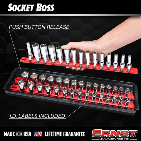 ERNST Socket Boss 114-socket capacity helps keep a large toolkit organized.