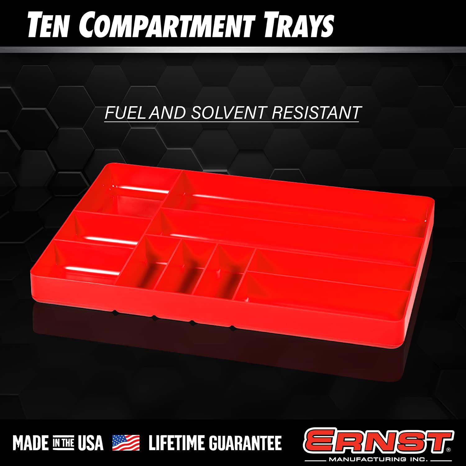 Ernst tool tray with rolled edges for easy retrieval of small parts