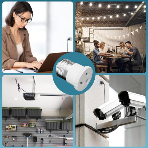 erquil white adapter converting a lamp socket into a convenient outlet