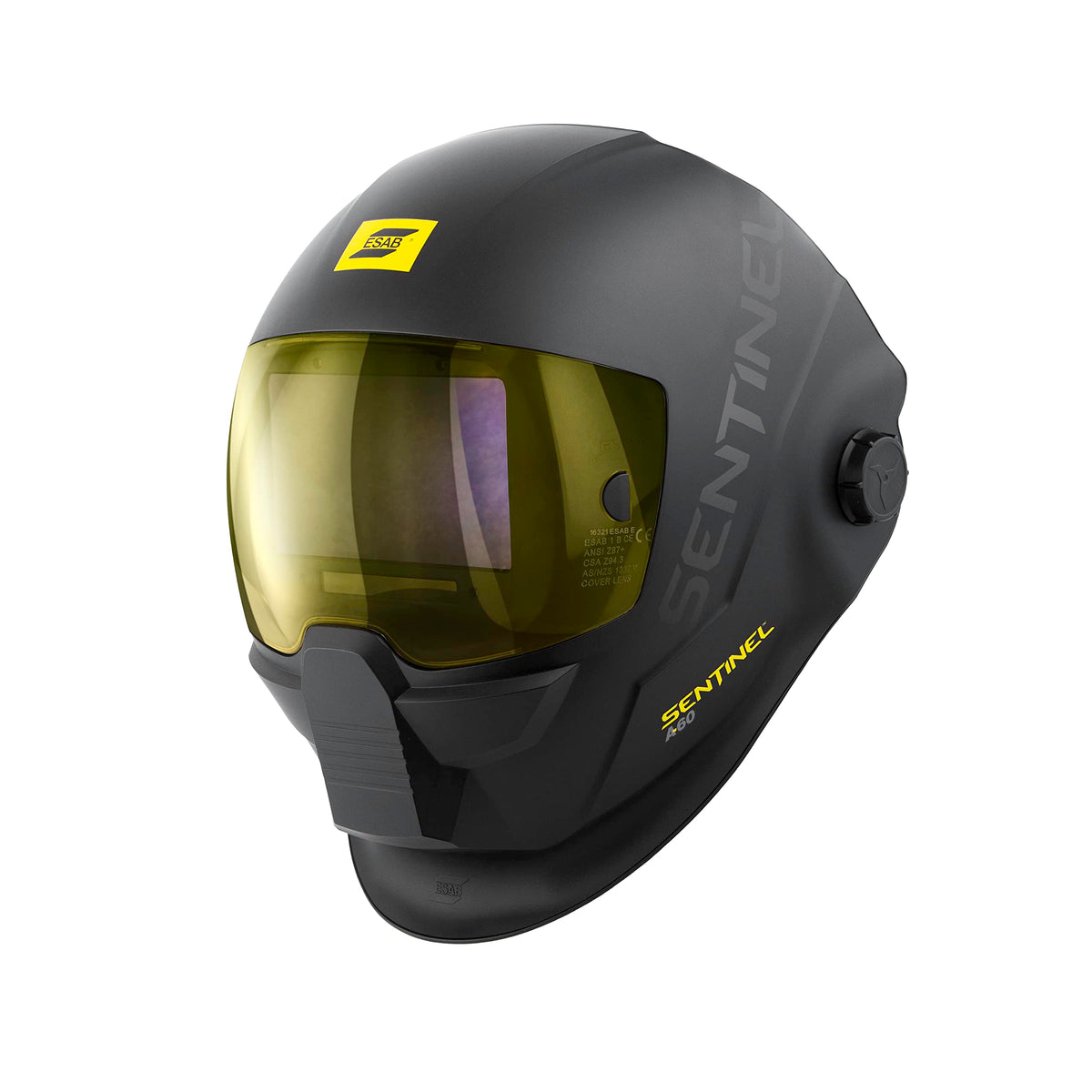 ESAB Sentinel A60 front view showing rugged helmet built for daily welding tasks