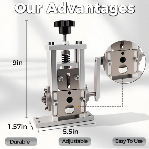 Esakoya wire stripper machine in hand-crank mode demonstrating manual control
