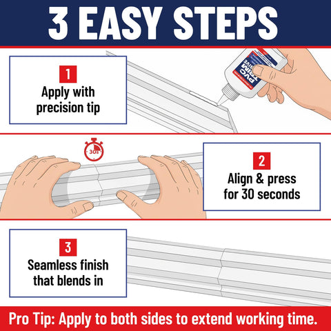 Escentile PVC Trim Glue exterior-use bond withstands weather and UV exposure.