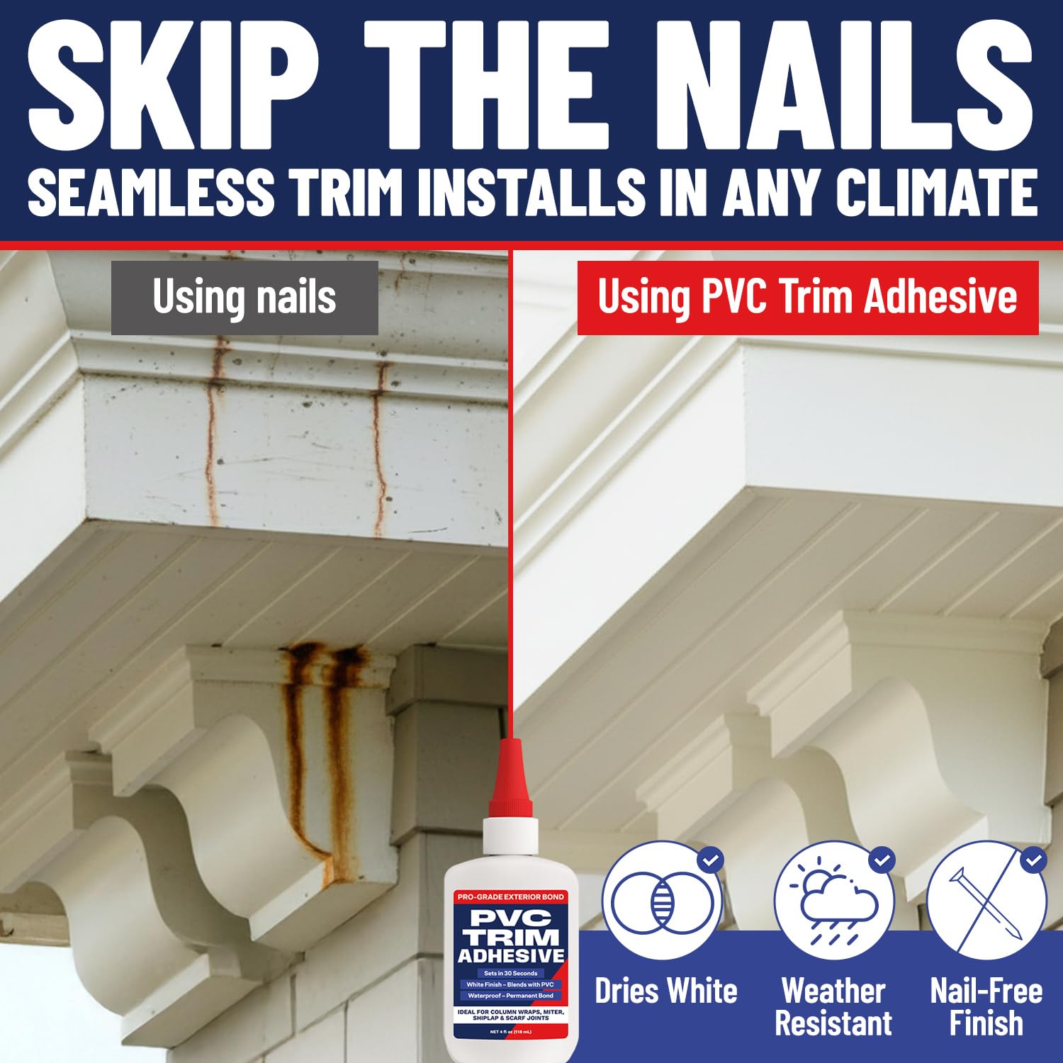 Escentile PVC Trim Glue for shiplap and scarf joints with secure bond.