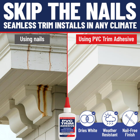 Escentile PVC Trim Glue for shiplap and scarf joints with secure bond.