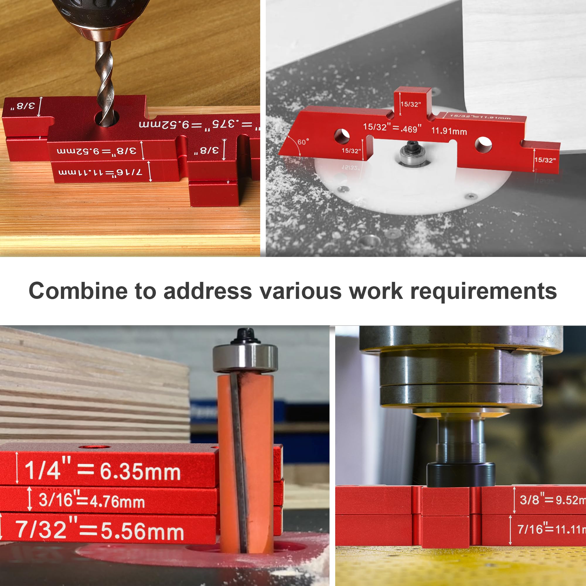 Esdabem aluminum setup blocks stacked neatly to ensure repeatable height and depth checks.