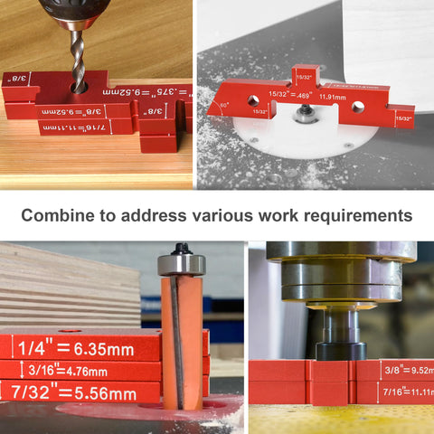 Esdabem aluminum setup blocks stacked neatly to ensure repeatable height and depth checks.