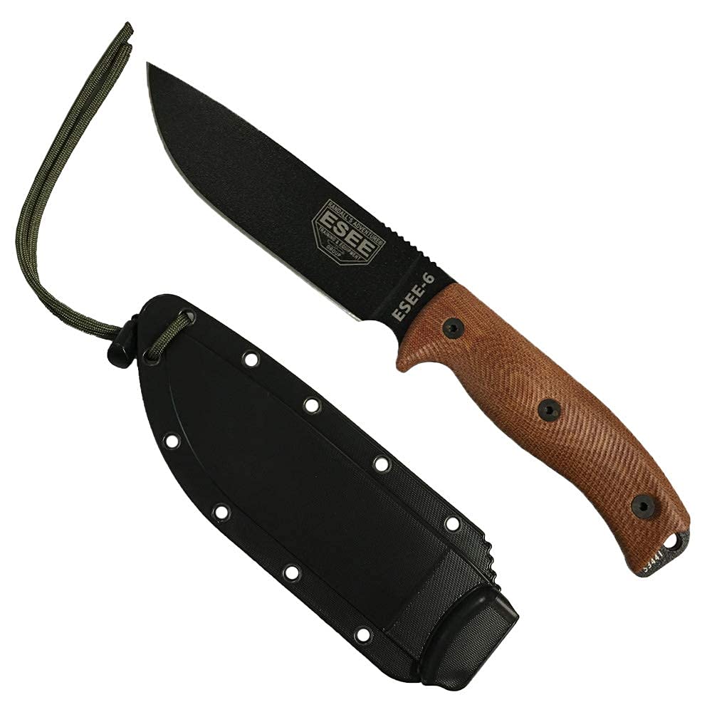 ESEE-6 knife front view with textured powder coat for rugged outdoor use