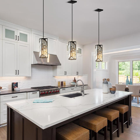 Esfos pendant light on kitchen island with 73-inch adjustable cord