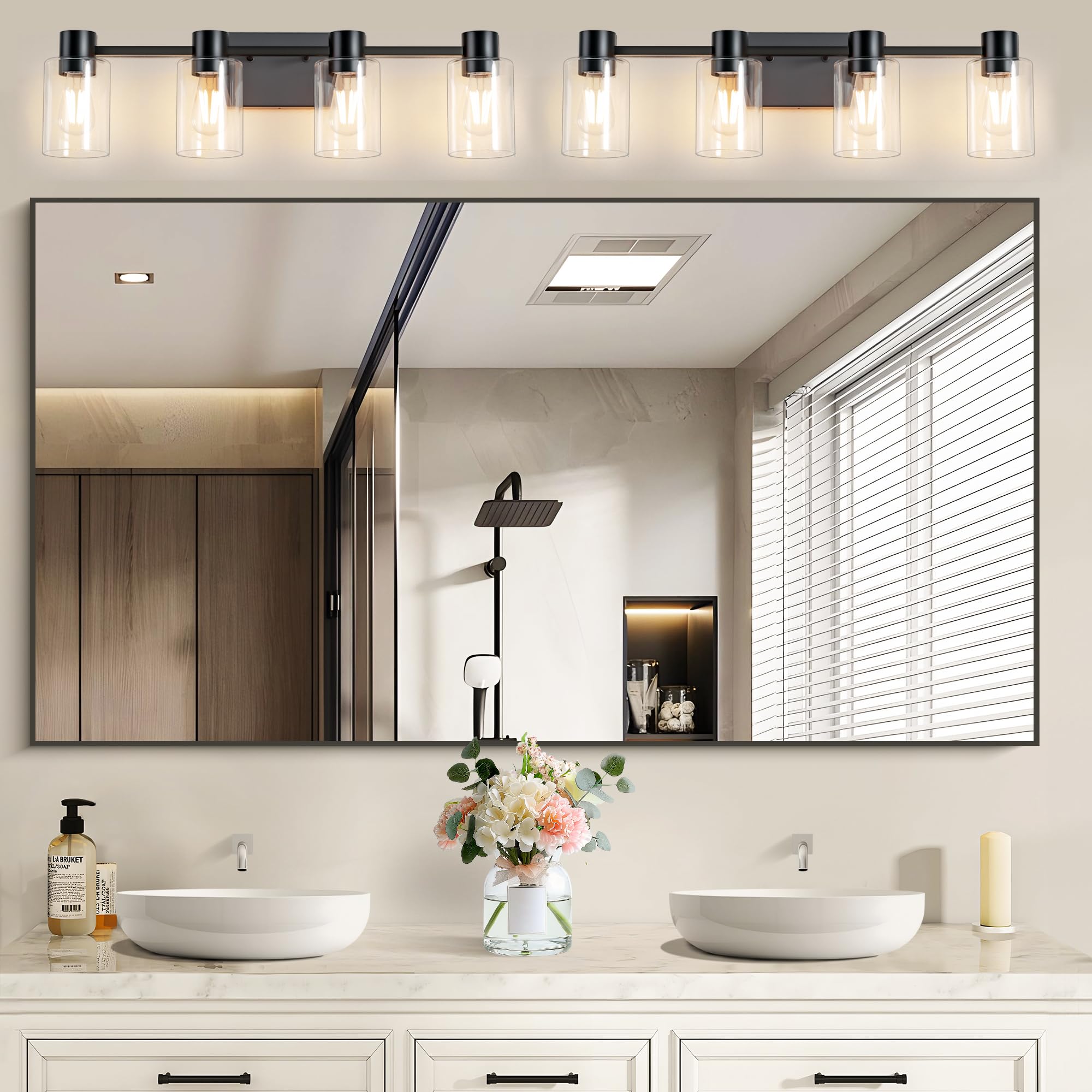 Esfos clear glass shades maximize brightness and ambience.