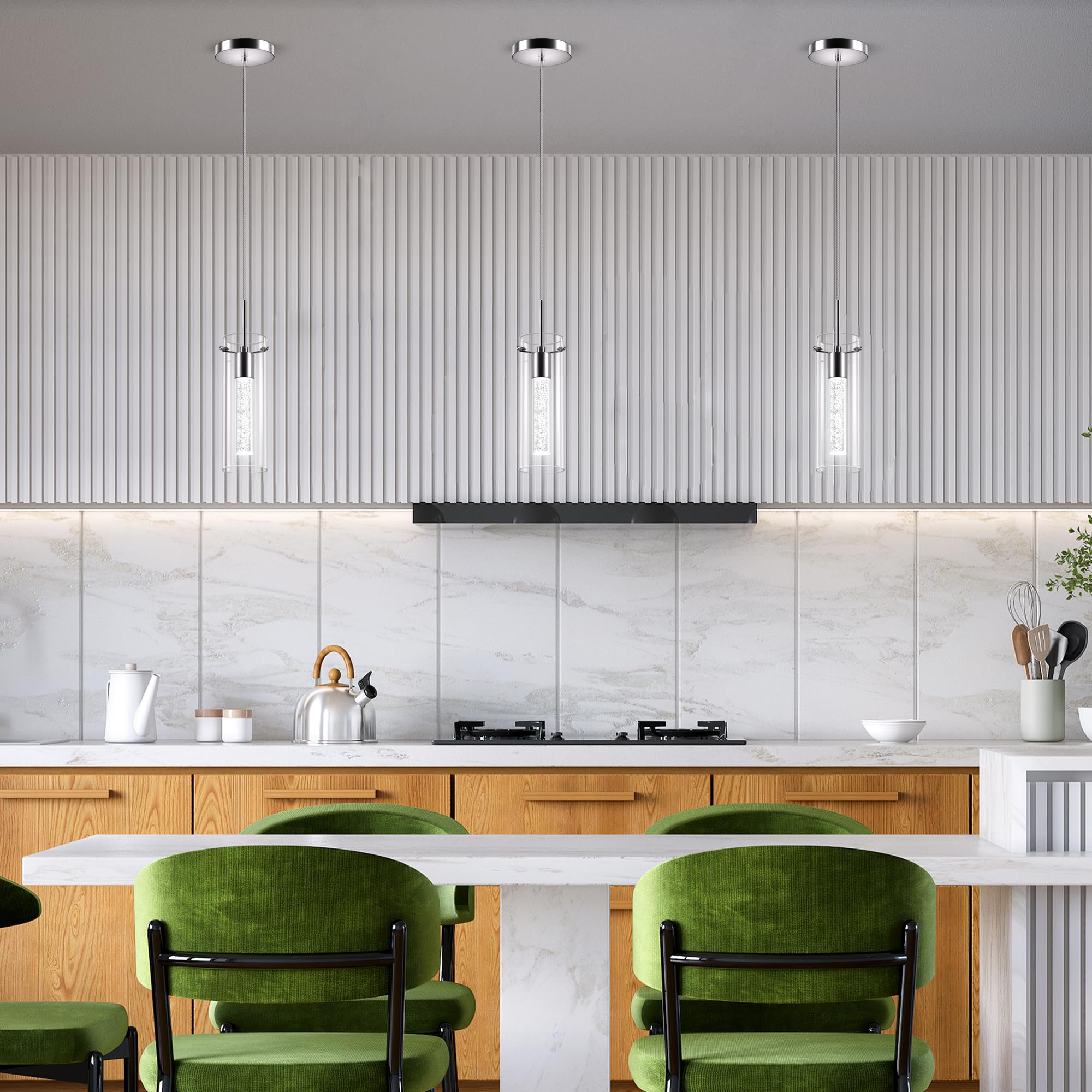 Durable metal construction provides long-lasting kitchen lighting.