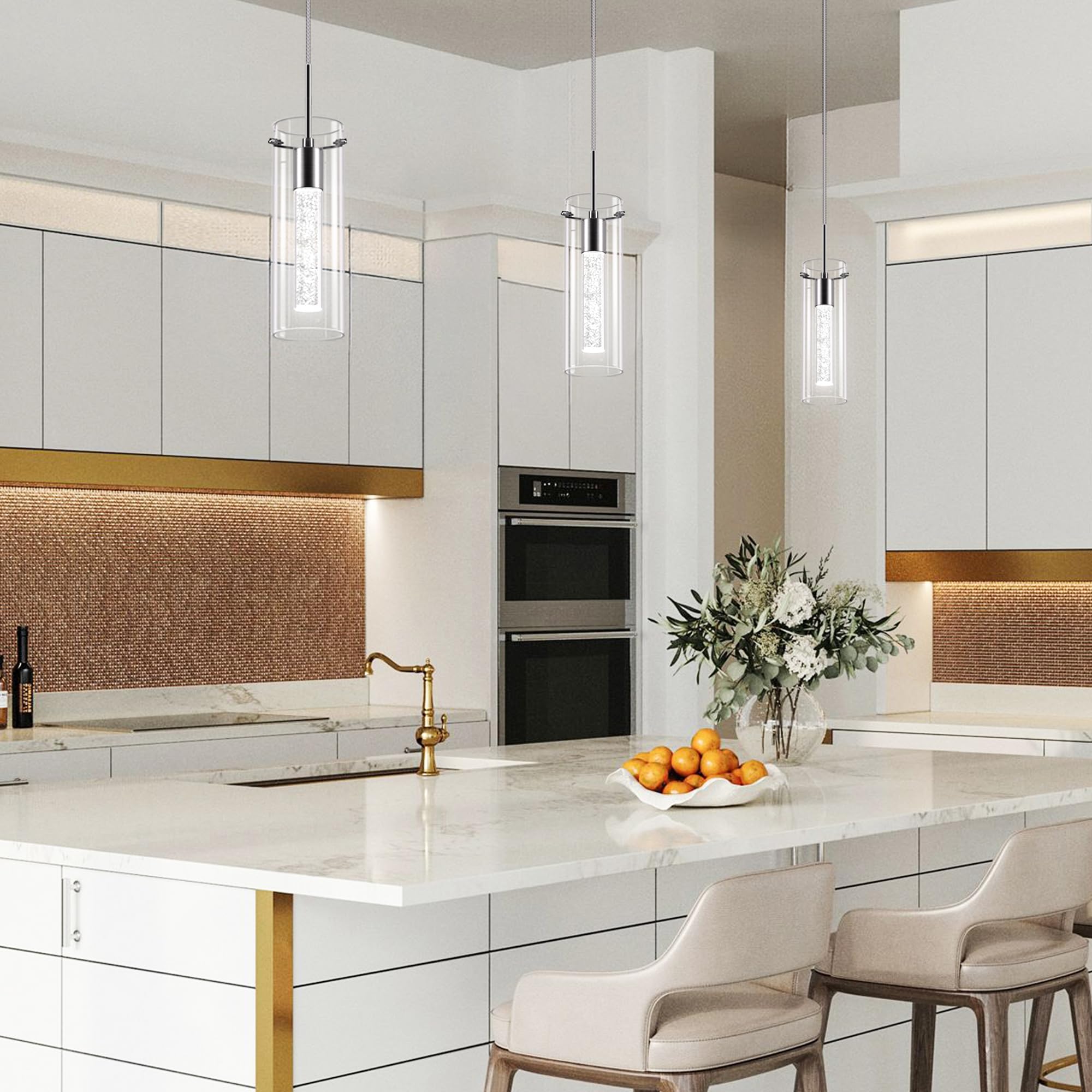 Esfos kitchen island light 3-pack for a stylish, cohesive dining space.
